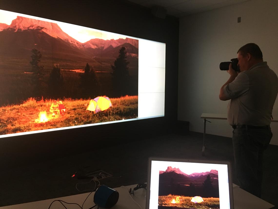 Rick Young tests the Lucida app in the Visualization Studio as part of the Lucida: Photography Metering Assistant study.