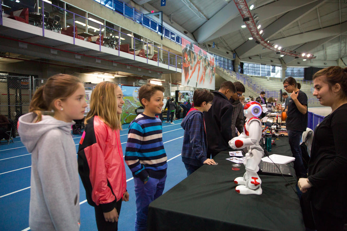 Students have fun talking about robotics at the 55th annual Calgary Youth Science Fair held at the Olympic Oval on April 21 and 22.