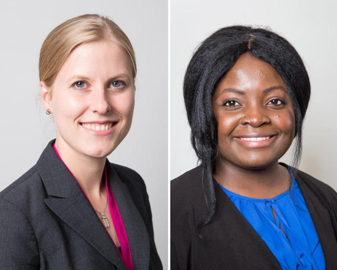 Marina Spahlinger, left, and Nancy Wanye are the first two Master of Public Policy grads to be published in The School of Public Policy's publication series.