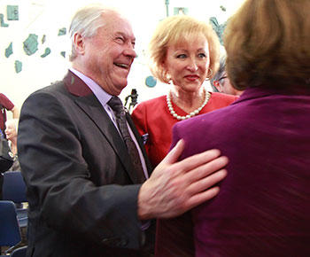 Don and Ruth Taylor greet dignitaries on Friday, April 12, at the ceremony announcing their $40-million donation to the University of Calgary. The financial gift establishes the Taylor Institute for Teaching and Learning.