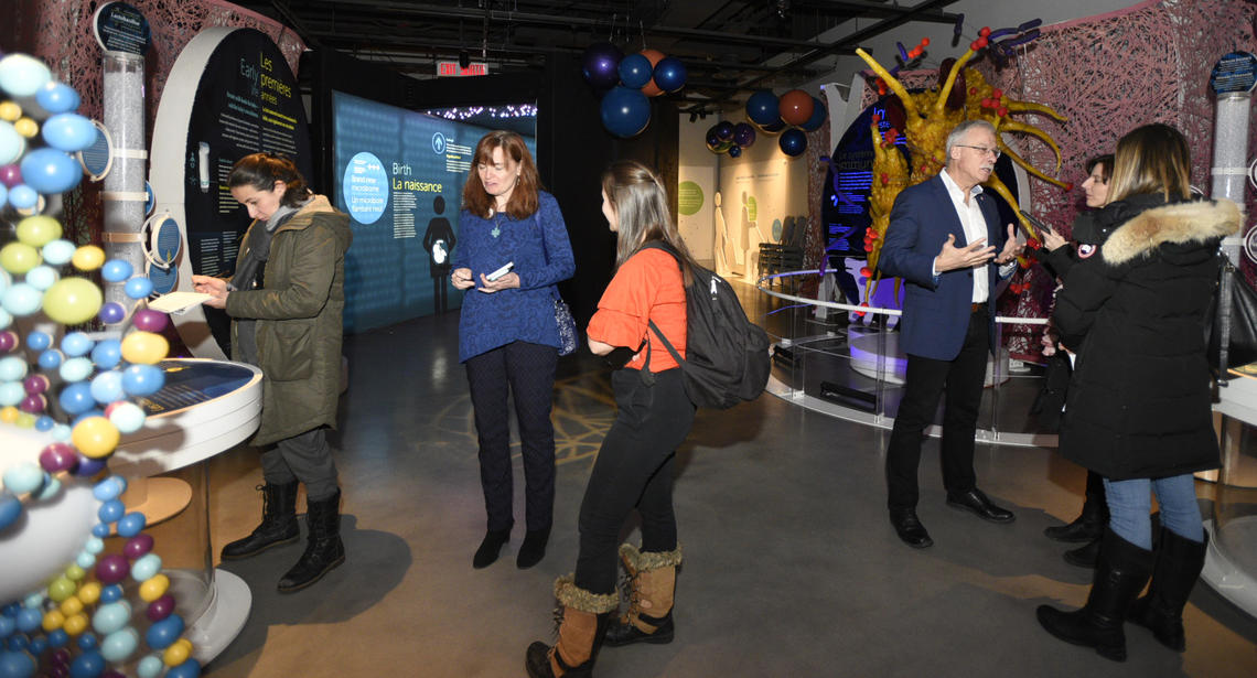 Andre Buret at opening of the microbiome exhibit