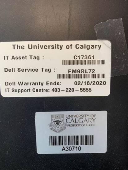 University of Calgary Asset Tag