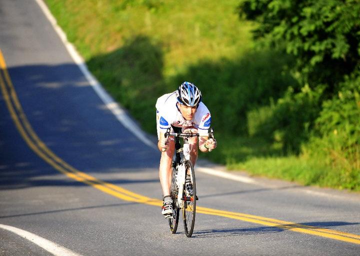 Peter McCrory cycling in the 3000 mile Race Across America