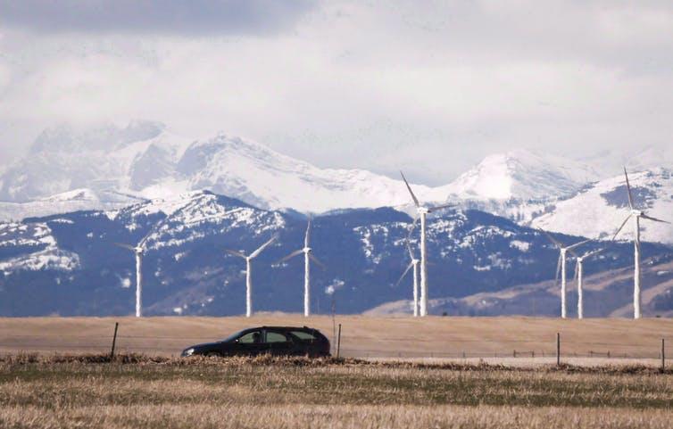 A wind farm is shown near Pincher Creek, Alta., in March 2016