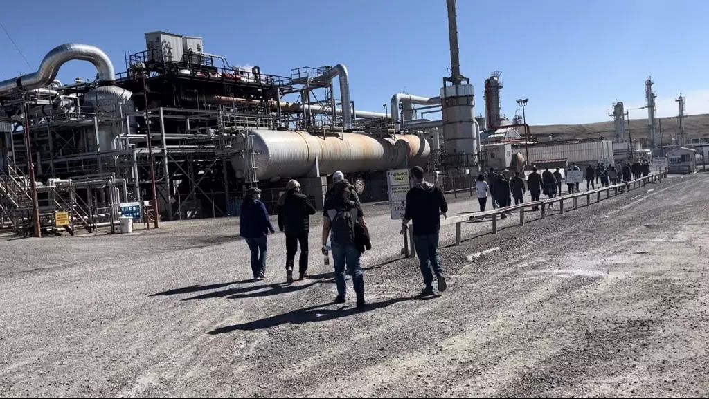 Students walking through the Jumping Pound Power Plant