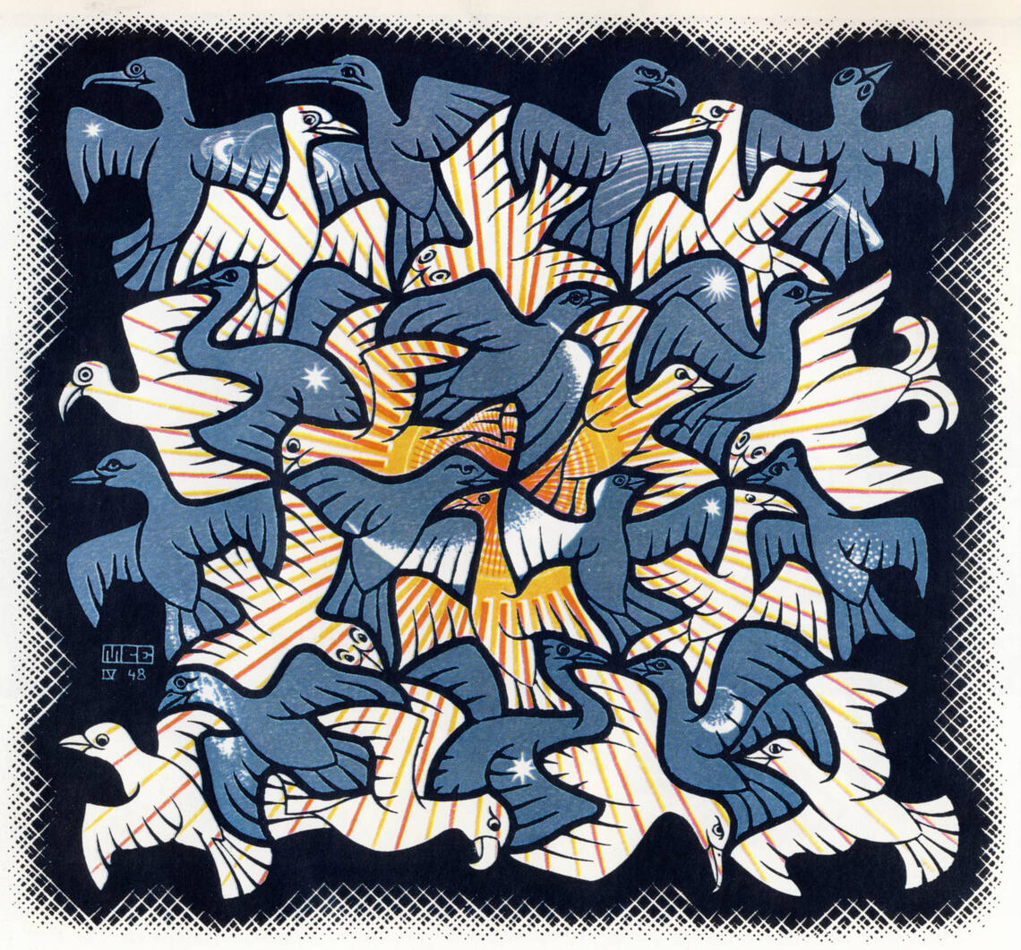 M.C.Escher's Sun and Moon woodcut