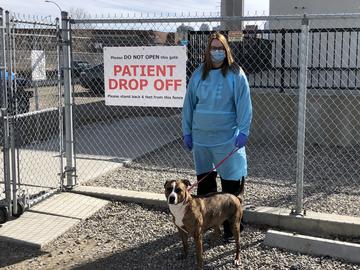 Alesha Dupont, an animal health technician at Western Veterinary Specialist & Emergency Centre, with Reese.  