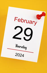 Calendar showing Leap Year